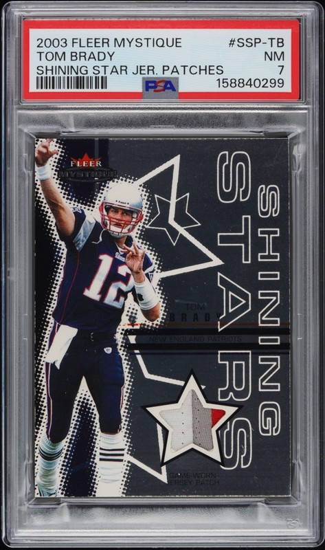2003 Fleer Mystique Tom Brady Shining Stars Jersey Patches  10 /25 PSA 7  Rare!