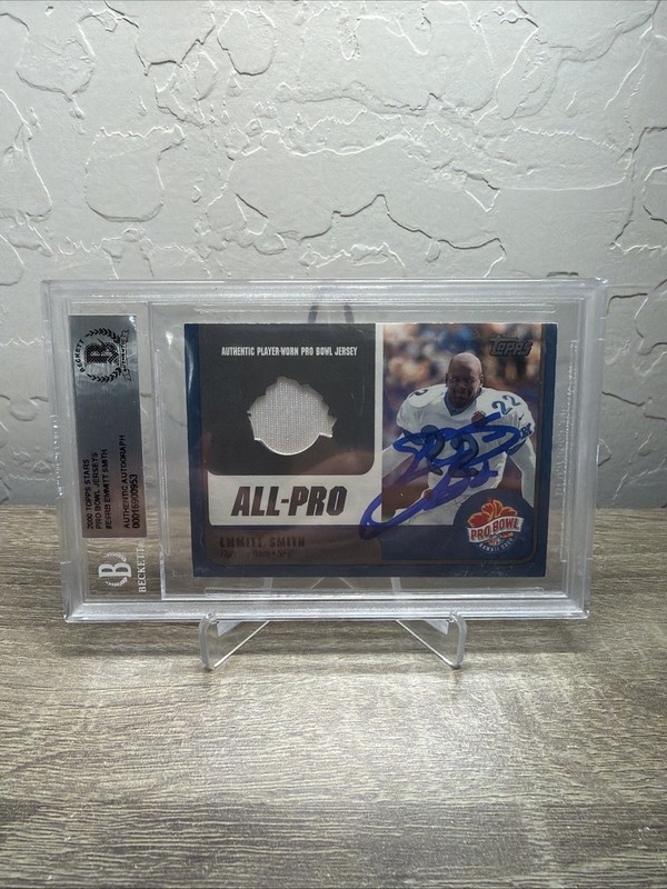 2000 Topps Stars Emmitt Smith Pro Bowl Game Used Jersey Patch Auto BGS Authentic