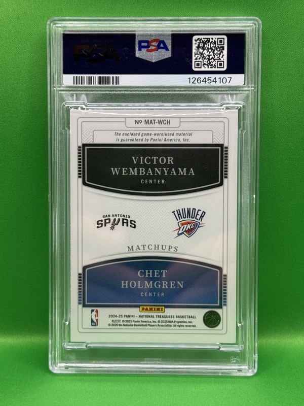 PSA 10 National Treasures Matchups Relics V. Wembanyama/C. Holmgren MAT-WCH /99 view 2
