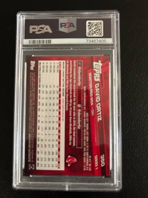 2017 Topps David Ortiz Variation Curtain Call SSP #350 PSA 9 MINT  Red Sox view 2
