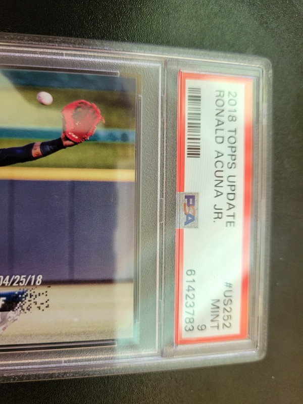 2018 Topps Update #US252 Ronald Acuna Jr. Rookie Debut PSA 9 Mint RC view 2