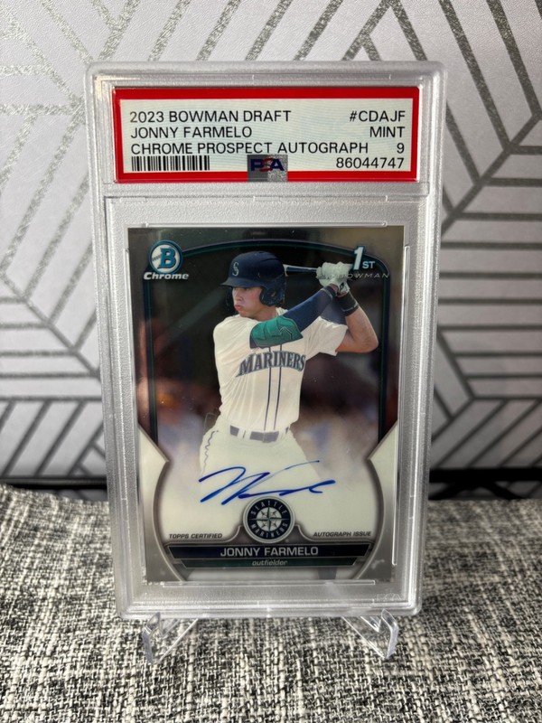 JONNY FARMELO 2023 Bowman Draft 1st Chrome AUTO PSA 9 Mariners