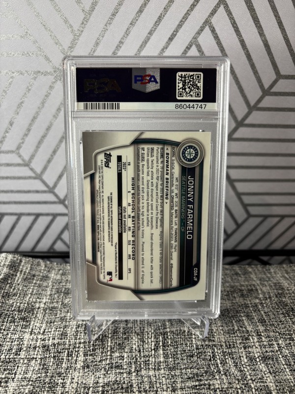 JONNY FARMELO 2023 Bowman Draft 1st Chrome AUTO PSA 9 Mariners view 2