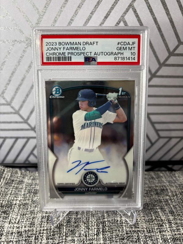 JONNY FARMELO 2023 Bowman Draft 1st Chrome AUTO PSA 10 Mariners