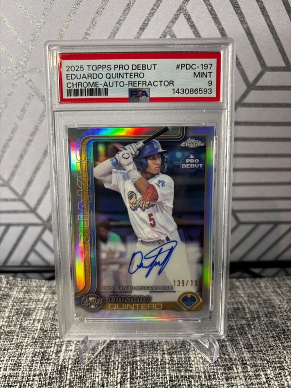 EDUARDO QUINTERO 2025 Topps Pro Debut Refractor AUTO /199 PSA 9 Dodgers