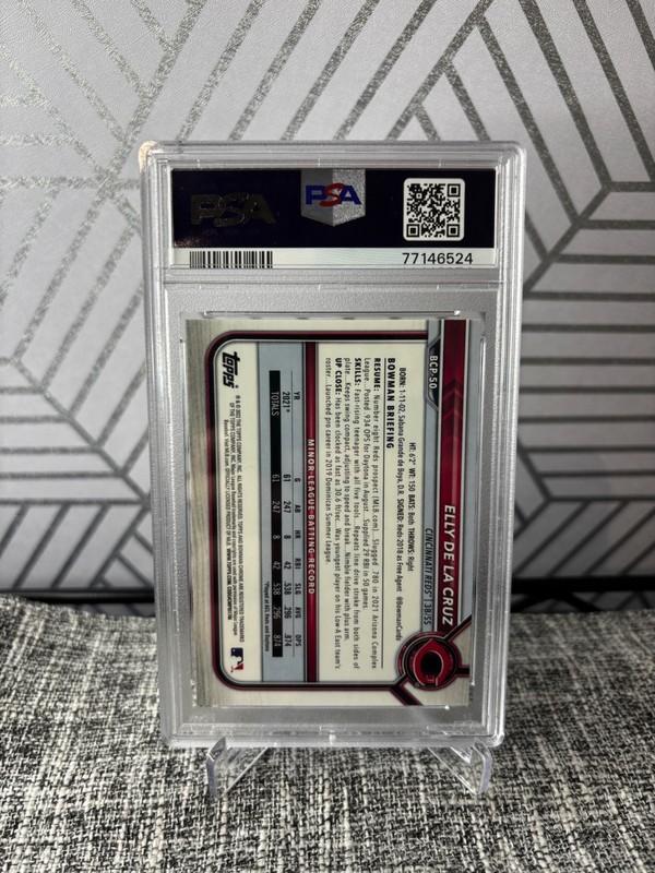 ELLY DE LA CRUZ 2022 Bowman 1st Chrome PSA 10 Reds view 2