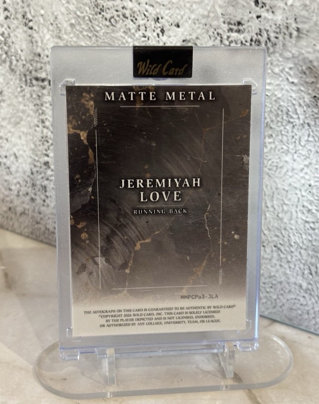 Jeremiyah Love Rookie Card True 1/1 Auto Matte Metal by Wild Card 2026 view 2