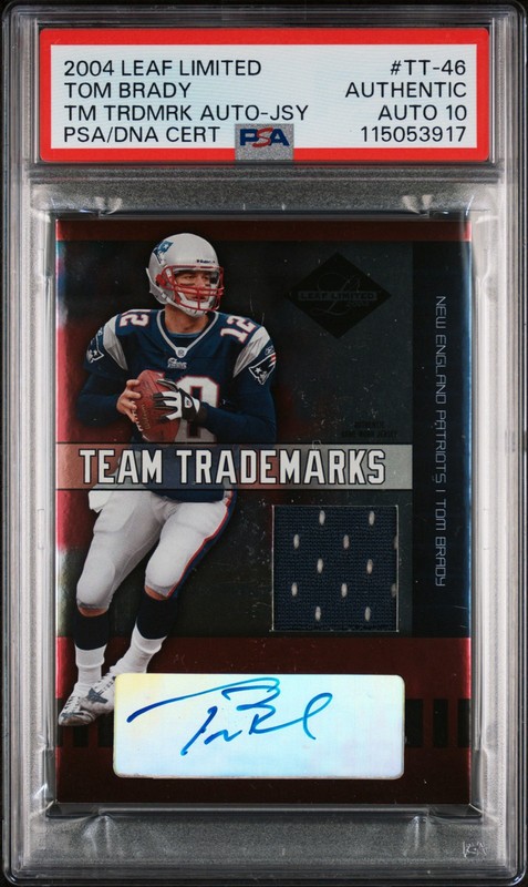 2004 Leaf Limited Tom Brady Team Trademarks Jersey 47/50 PSA Authentic Auto 10