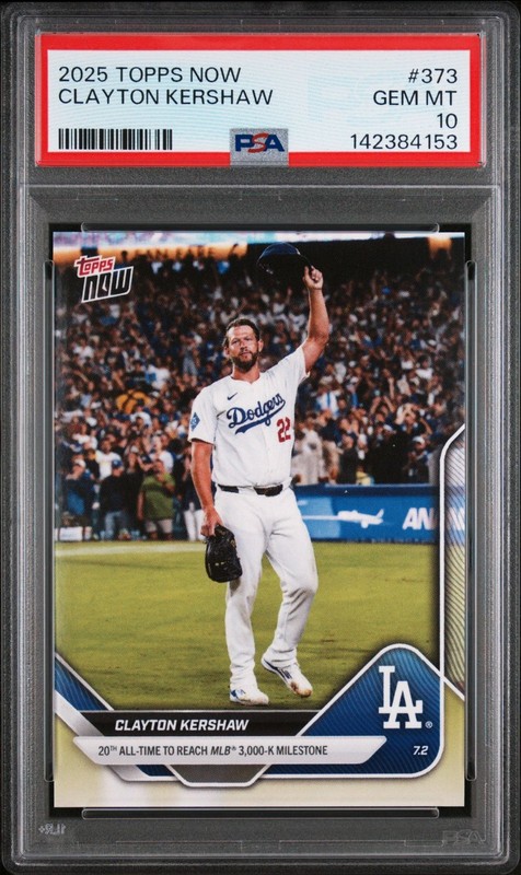 2025 Topps Now - Clayton Kershaw 373 PSA 10 **Collector Must Have**