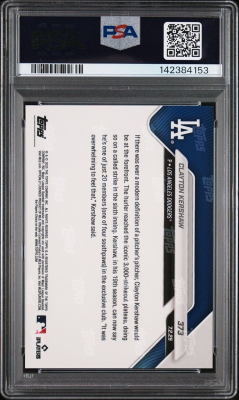2025 Topps Now - Clayton Kershaw 373 PSA 10 **Collector Must Have** view 2