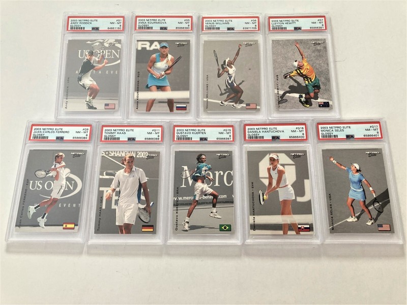 2003 NETPRO ELITE GLOSSY PSA 8 GRADED LOT RODDICK KOURNIKOVA VENUS RC 1/100 RARE