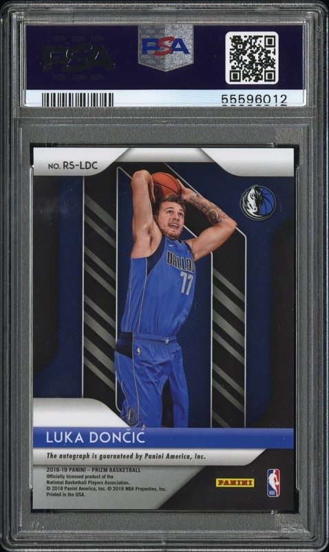 2018-19 Panini Prizm Luka Doncic #RS-LDC RC Rookie Signatures Auto PSA 10 view 2