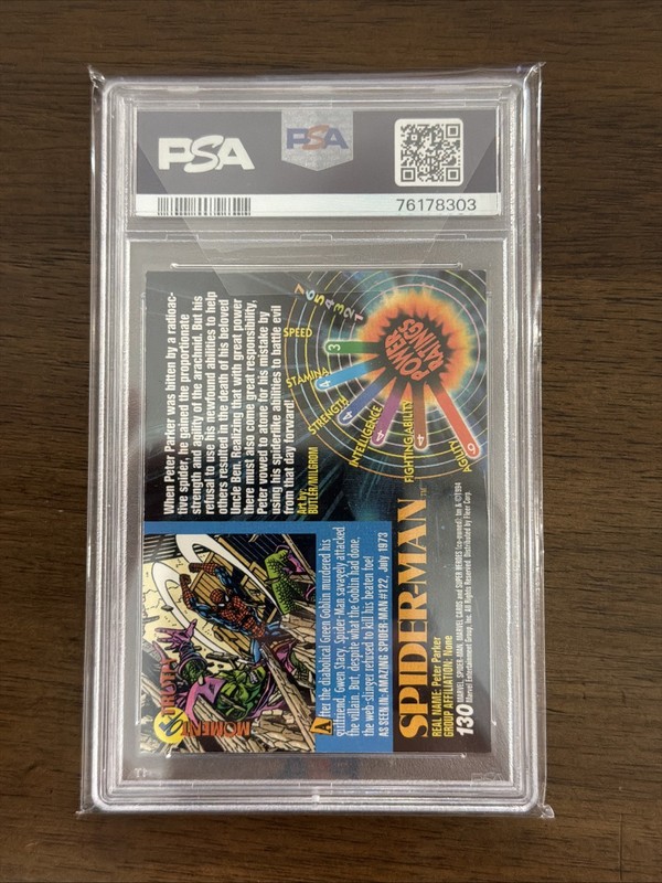 1994 MARVEL UNIVERSE #130 SPIDER-MAN PSA 9 view 2