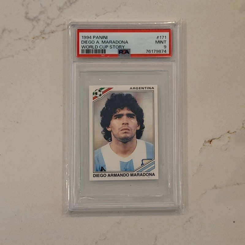 DIEGO MARADONA 1994 Panini World Cup Story Sticker #171 PSA 9 MINT ARGENTINA