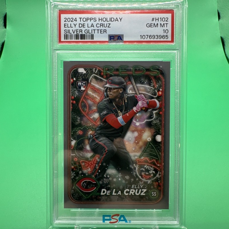 2024 Topps Holiday Elly De La Cruz RC Silver Glitter PSA 10 Rookie Reds #H102