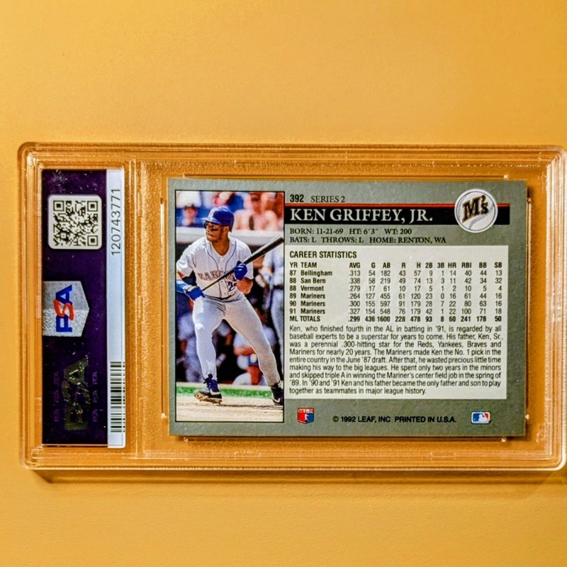 1992 LEAF KEN GRIFFEY JR #392 PSA 10 GEM MINT HOF 392 TOUGH BORDER view 2