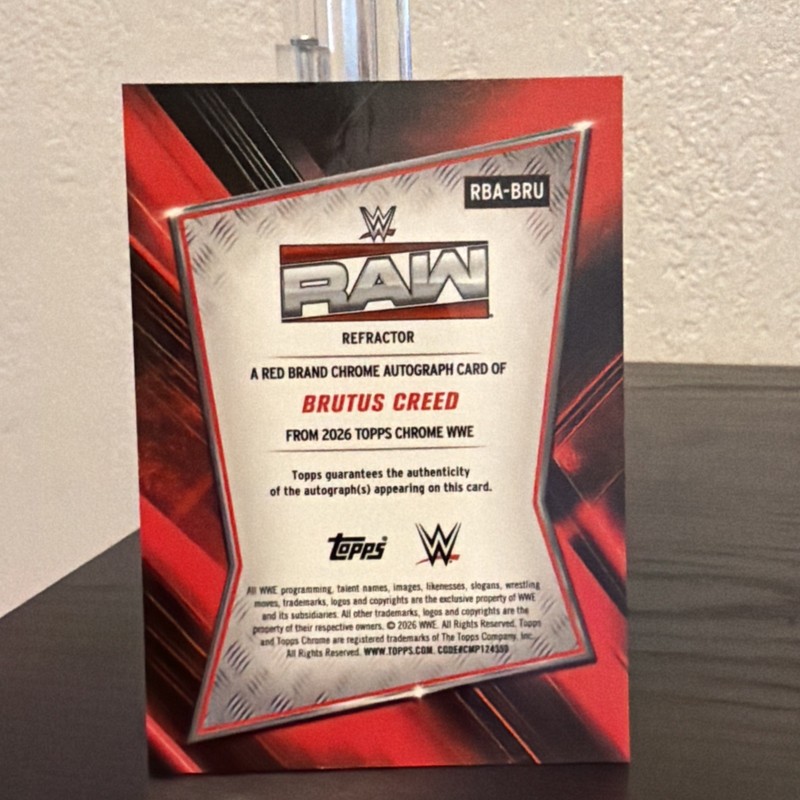 2026 Topps Chrome WWE - Brutus Creed - #RBA-BRU Red Brand Autograph On Card view 2