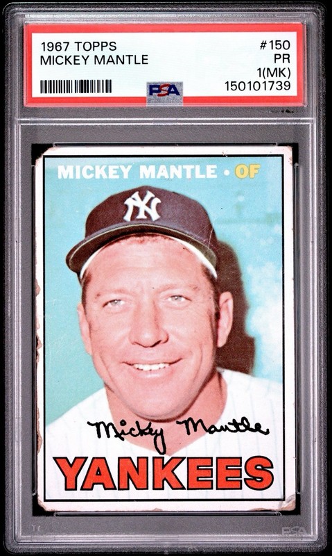 1967 Topps - Mickey Mantle #150 PSA 1 (MK) Eye Appeal New York Yankees VINTAGE