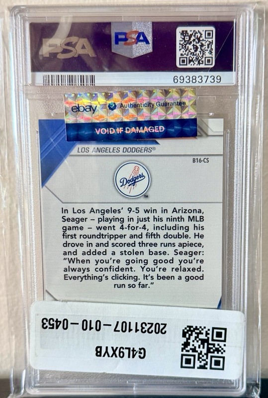 2016 Bowman's Best - Auto RC Corey Seager #B16-CS Atomic Refractor #11/25 PSA 10 view 2