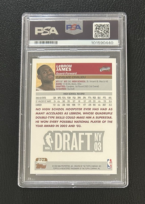 2003-04 Topps - Draft Pick LeBron James #221 (RC) PSA 9 view 2