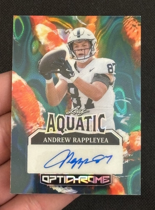 Andrew Rappleyea Auto 1/1 Aquatic - 2025 Leaf Optichrome Football A-AR1