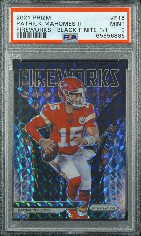 2021 Panini Prizm - Patrick Mahomes II Fireworks Black Finite Prizm 1/1 PSA 9