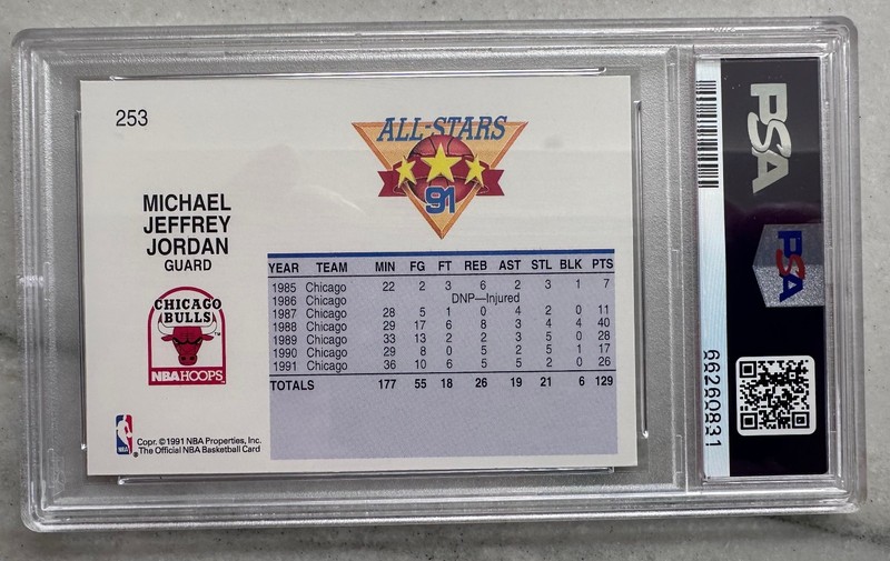 1991 HOOPS MICHAEL JORDAN NBA ALL-STAR #253 PSA 10 view 2