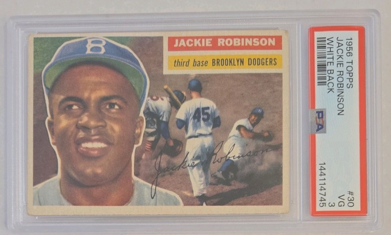 1956 TOPPS WHITE BACK #30 JACKIE ROBINSON PSA 3 Newly Graded 