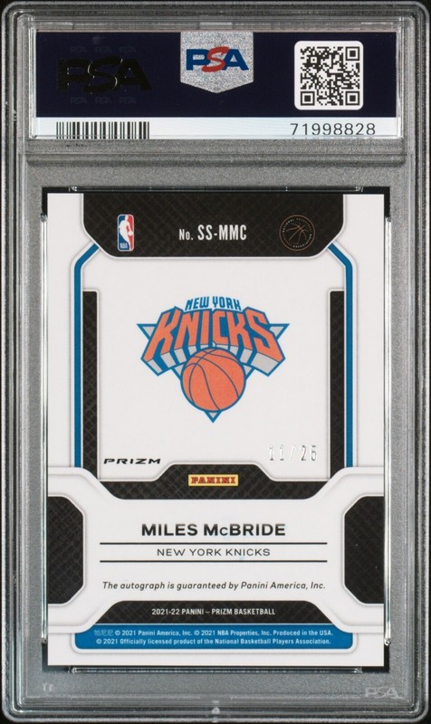 2021 Prizm Auto /25 Miles McBride Mojo Rookie Sensational Signatures PSA 10 view 2