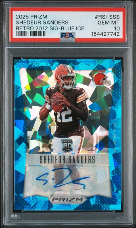 2025 Panini Prizm Retro RC Auto Blue Ice SHEDEUR SANDERS /99 PSA 10 BROWNS 🔥