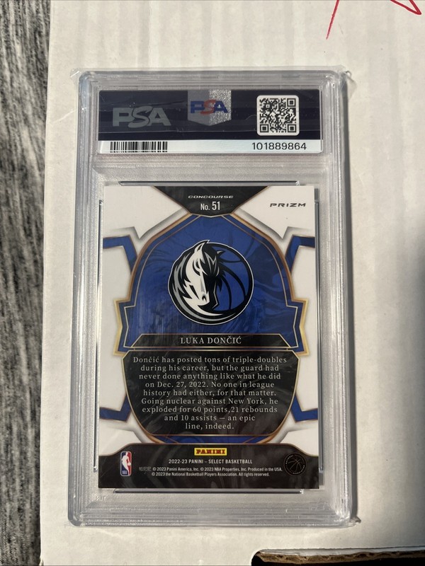 2022 Panini Select Luka Doncic Green Shock PSA 9 view 2