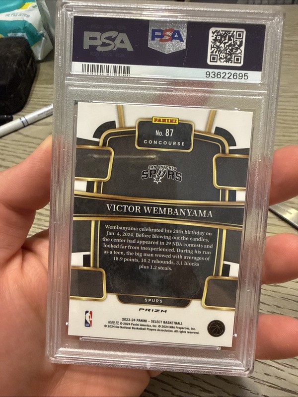 2023-24 Panini Select - Concourse Victor Wembanyama Orange Flash Psa 10 (RC) view 2