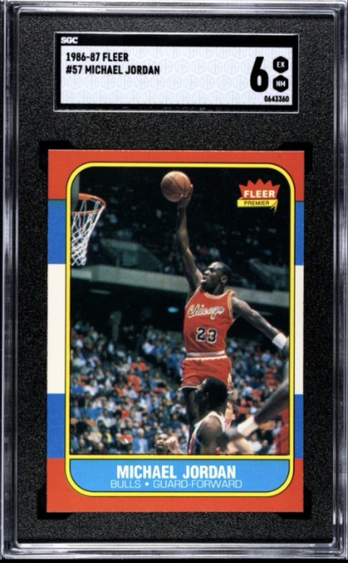 1986-87 Fleer Michael Jordan Rookie Card #57 SGC 6 EX NM Chicago Bulls RC CLEAN!
