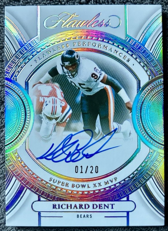 Richard Dent 2023 Panini Flawless Super Bowl MVP On Card Auto Silver #/20 Bears