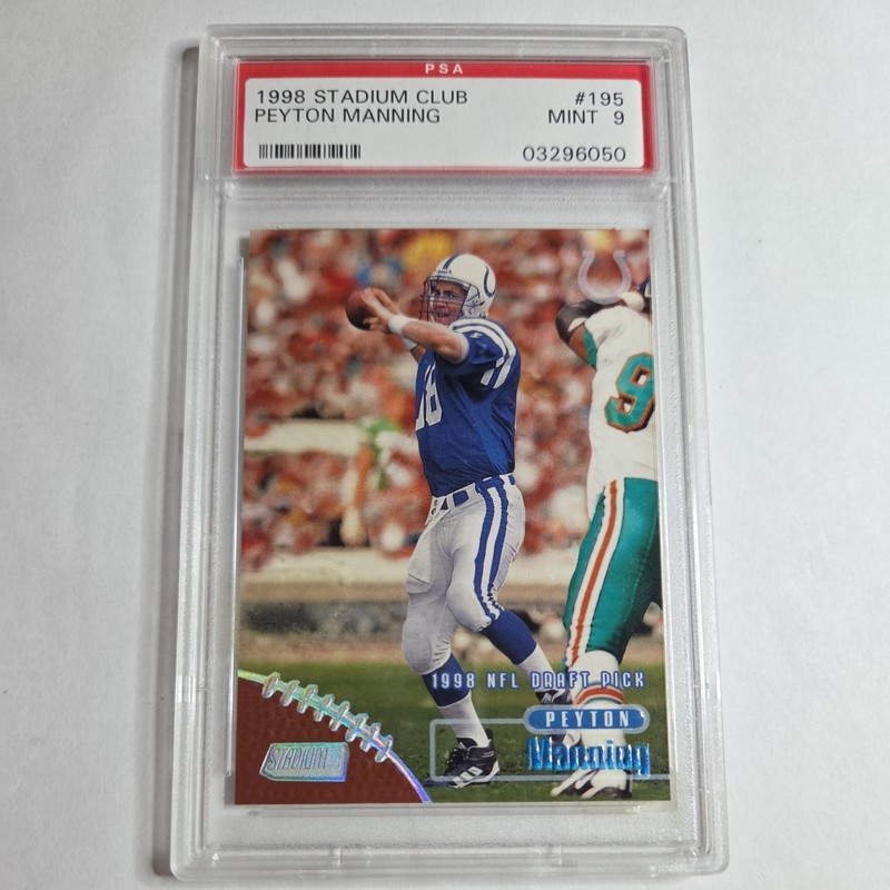 1998 TOPPS STADIUM CLUB #195 PEYTON MANNING ROOKIE RC PSA 9 Colts HOF 🔥