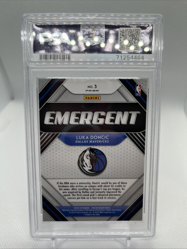 2018-19 Panini Luka Doncic Rc Emergent Green Prizm Psa 10 Lakers Wow view 2