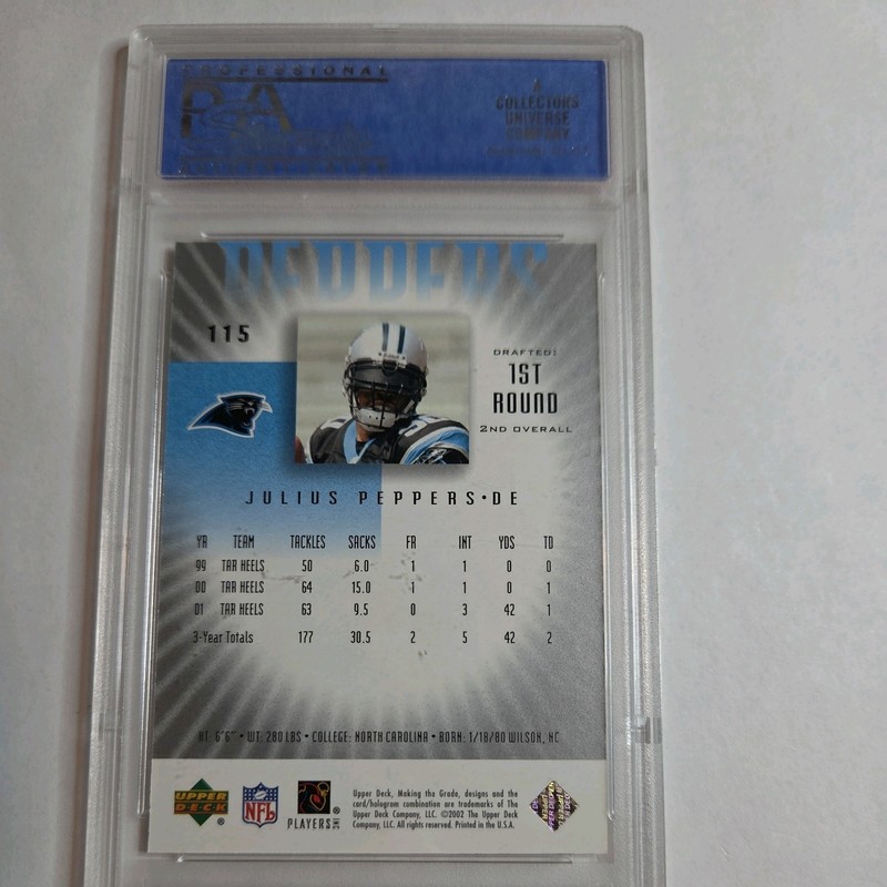 2002 Upper Deck Graded Making the Grade /700 Julius Peppers PSA 9 MINT HOF 🔥🔥 view 2