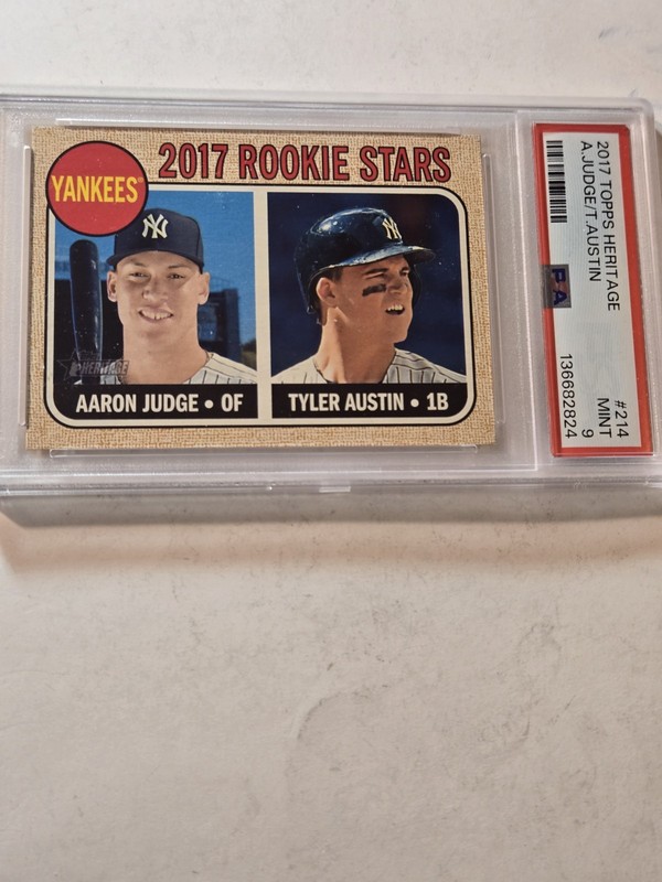 2017 TOPPS HERITAGE  A. JUDGE/ A. AUSTIN #214  PSA-9