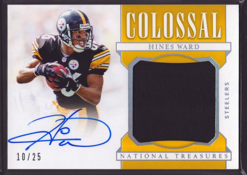 Hines Ward 2019 National Treasures GAME USED JERSEY AUTO HOLO SILVER 10 /25