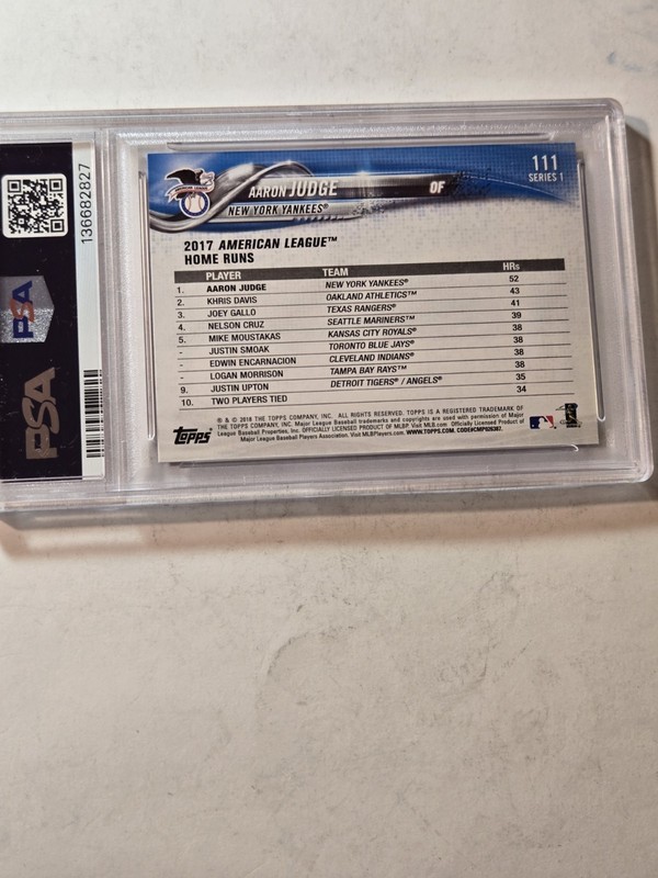 2018 Topps - League Leaders Aaron Judge #111 PSA10 view 2