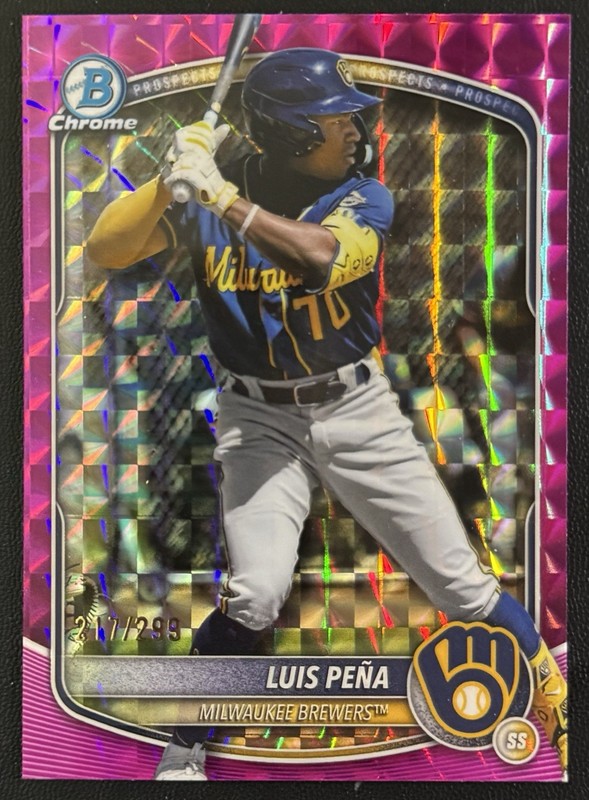 2025 Bowman Chrome LUIS PENA /299 - Brewers Fuschia Geometric #BCP-239
