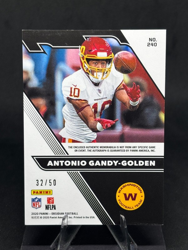 Antonio Gandy-Golden 2020 Obsidian Rookie Patch Auto #240 Green Etch /50 view 2