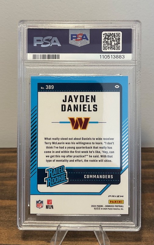 2024 Donruss Jayden Daniels Optic Preview Red Wave #389 PSA GM MT 10 view 2