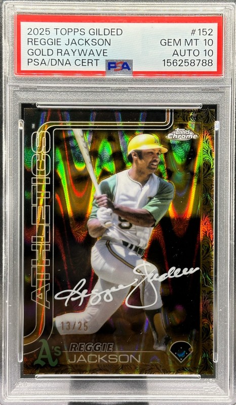 2025 Topps Gilded Reggie Jackson Gold RayWave Auto /25 PSA 10 Auto 10