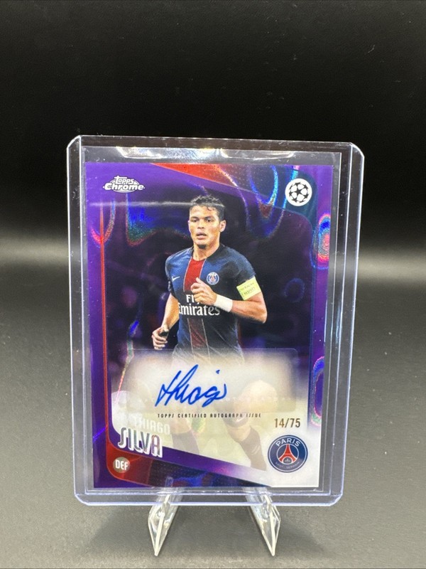2025-26 Topps Chrome UEFA Thiago Silva #CLA-TS Purple Lava Refractor Auto /75