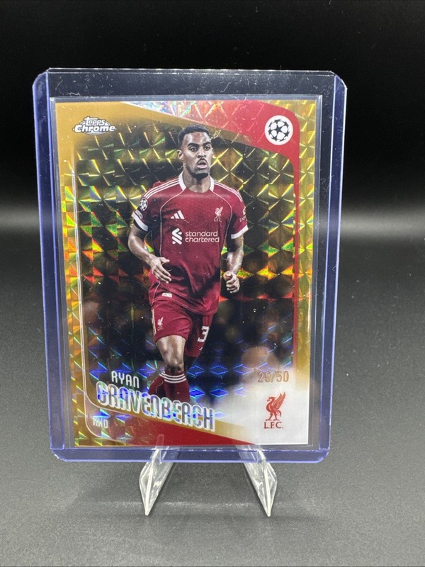 Topps 2025-26 Ryan Gravenberch Gold X-Fractor /50 #193 Liverpool view 1