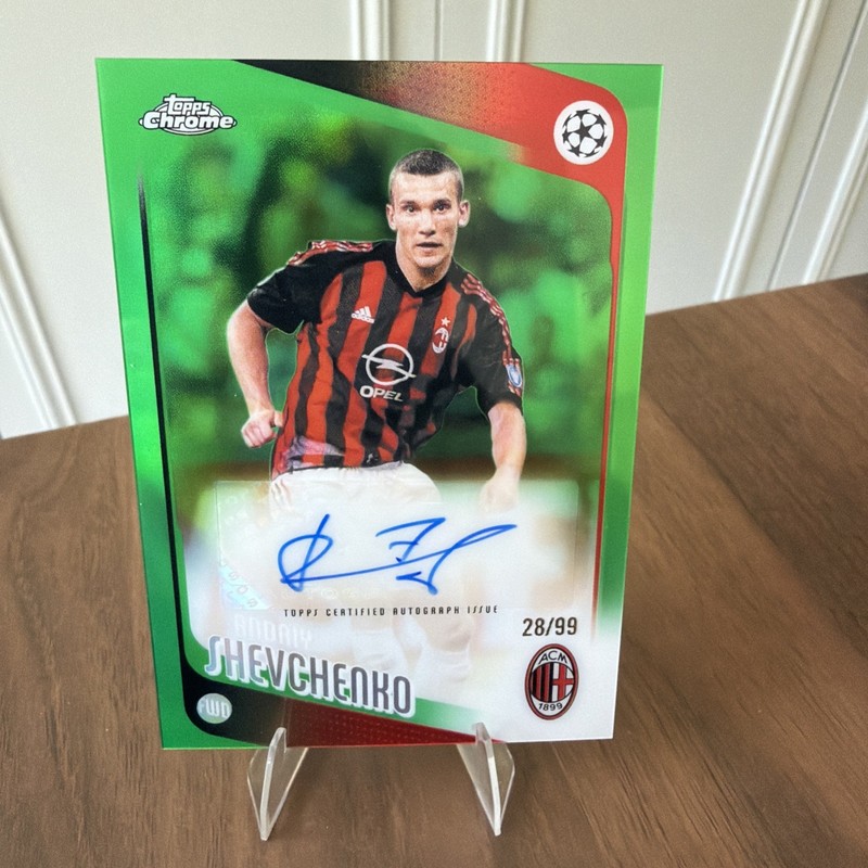 Andriy Shevchenko Green Refactor Auto /99 Topps Chrome 2025-26 Ac Milan view 1