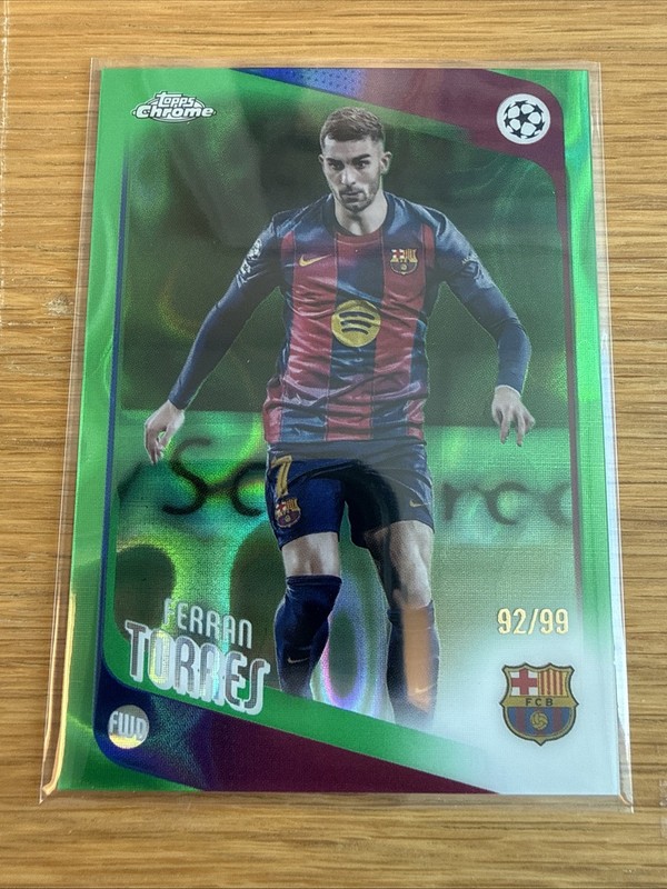 2025-26 Topps Chrome UCC Barcelona Ferran Torres Green Lava /99