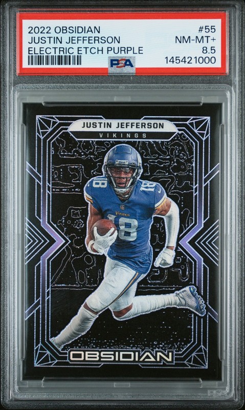 PSA 8.5 Justin Jefferson 2022 Panini Obsidian Electric Etch Purple #55 /100