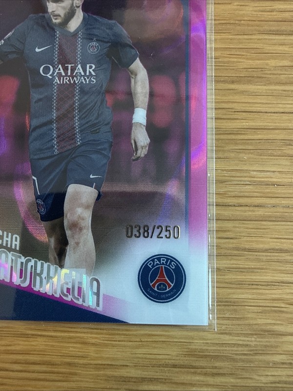 2025-26 Topps Chrome UCC Khvicha Kvaratskhelia Pink Lava /250 PSG view 2